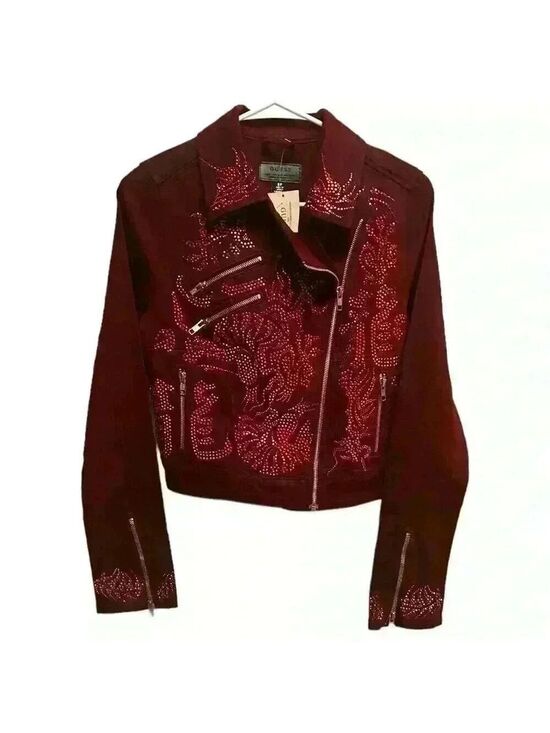 Guess Tops - GUESS Dragon Embellished Denim Biker Jacket / Top. Women’s Size Small. NWT